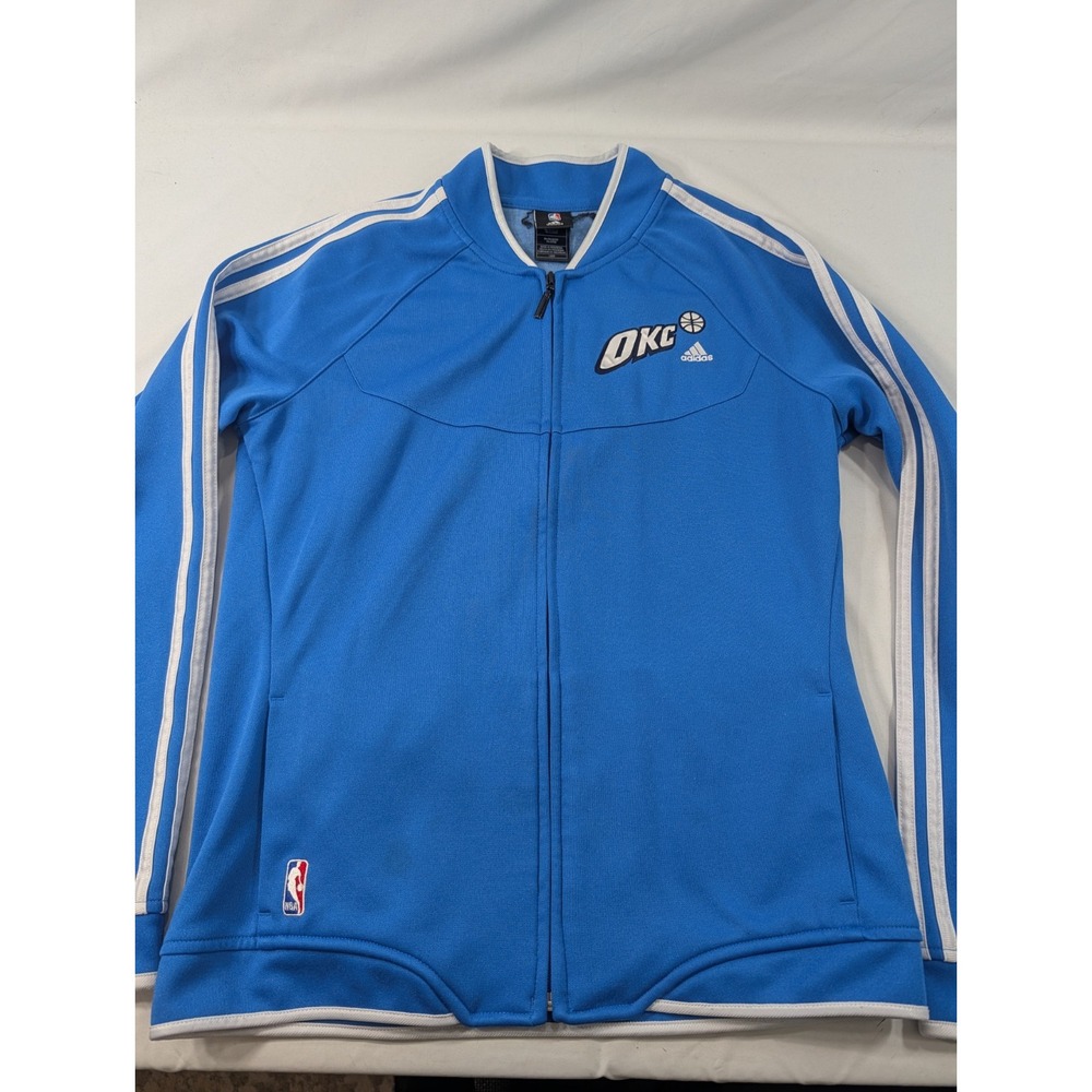 OKC Thunder Jacket Women Large NBA Basketball Adidas Full Zip Warm Baby Blue